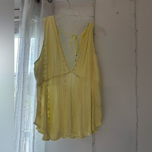 Free People Yellow flowy tank blouse